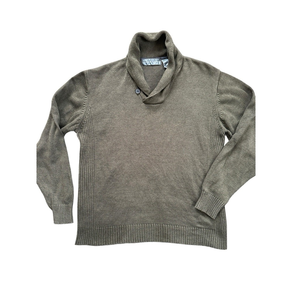 Oscar De La Renta Sweater Men's L Brown Green Earth Tone Pullover‎ Cowl Neck